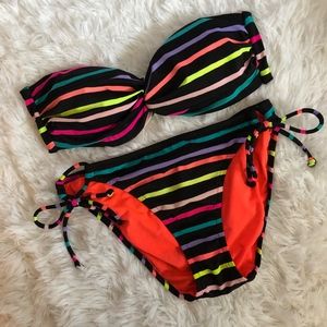 Victoria's Secret Neon Striped Bikini. Size Small